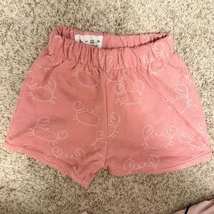 Zara kids 9-12m pink Crab Print Baby/Toddler Shorts